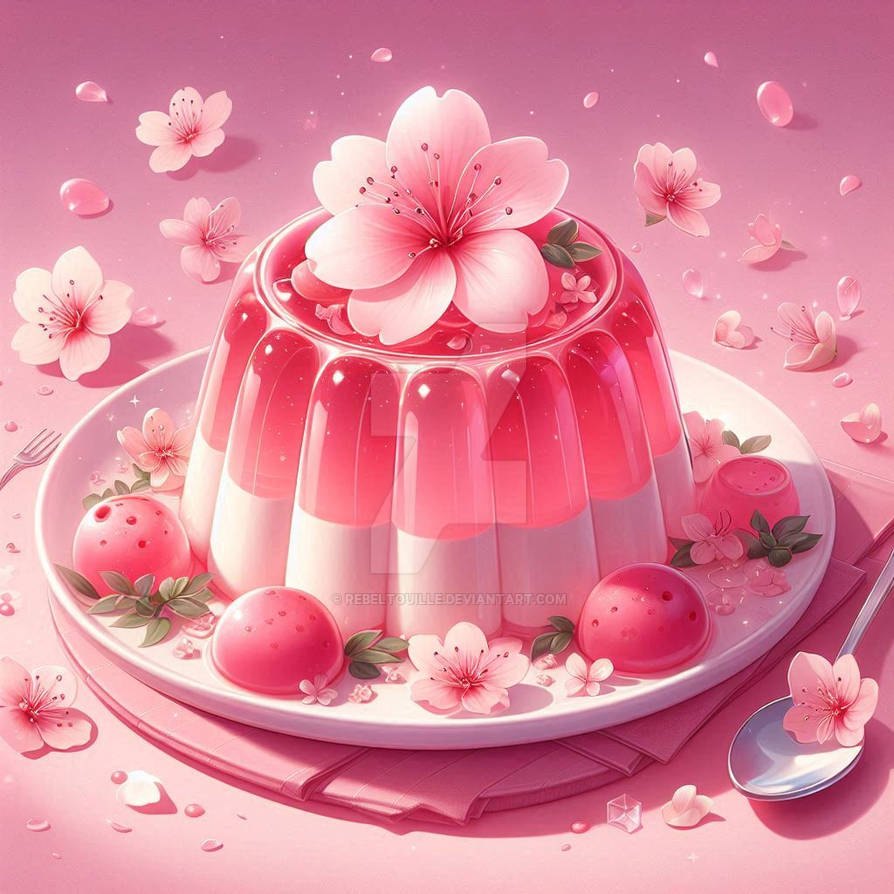 Pink Pudding With Raspberry Pink pudding decorated (6) by Rebeltouille on DeviantArt