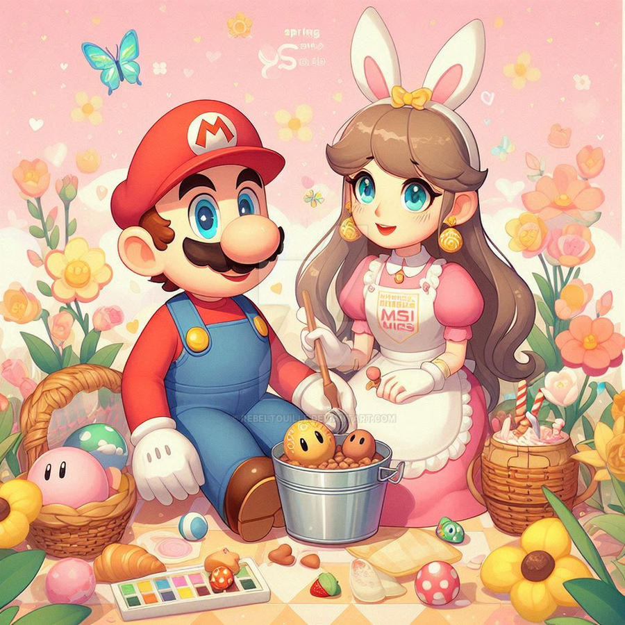 Super mario in spring cute decorated (3) by Rebeltouille on DeviantArt