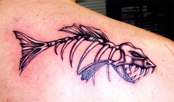 Fish bone tattoo