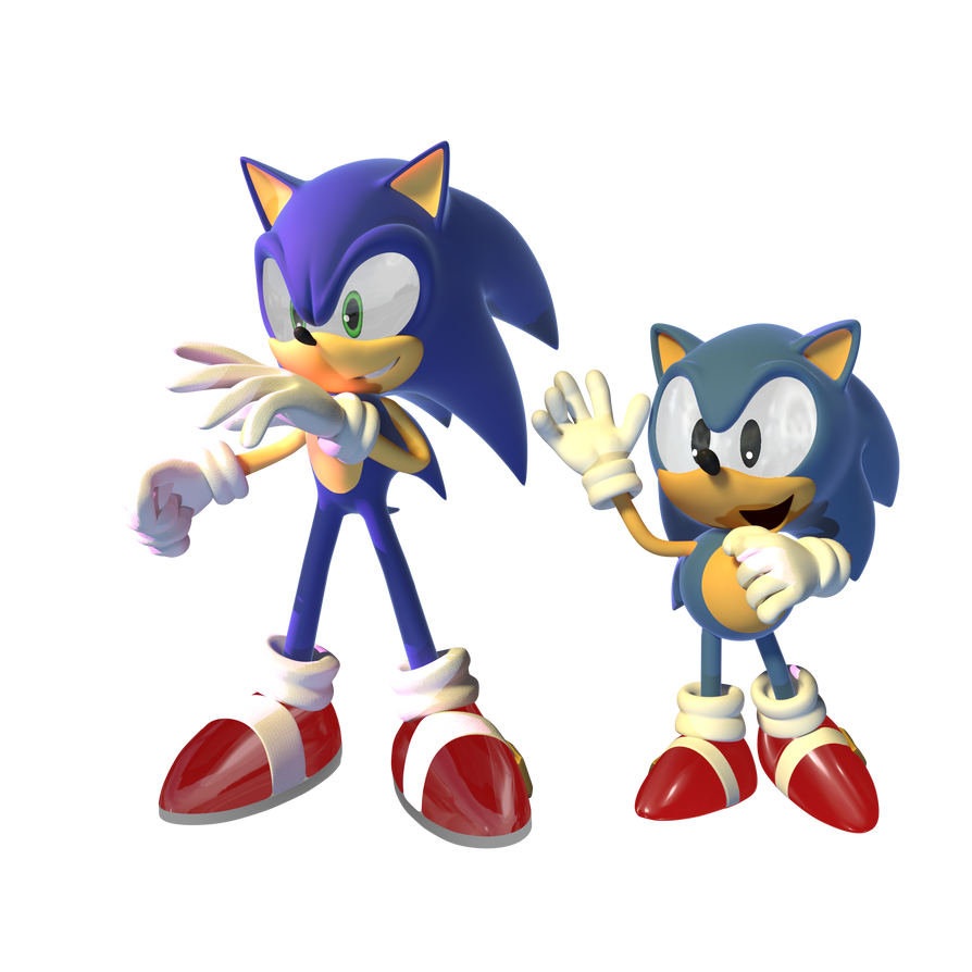 Sonic and Classic Sonic Render by XTHHedgehog on DeviantArt