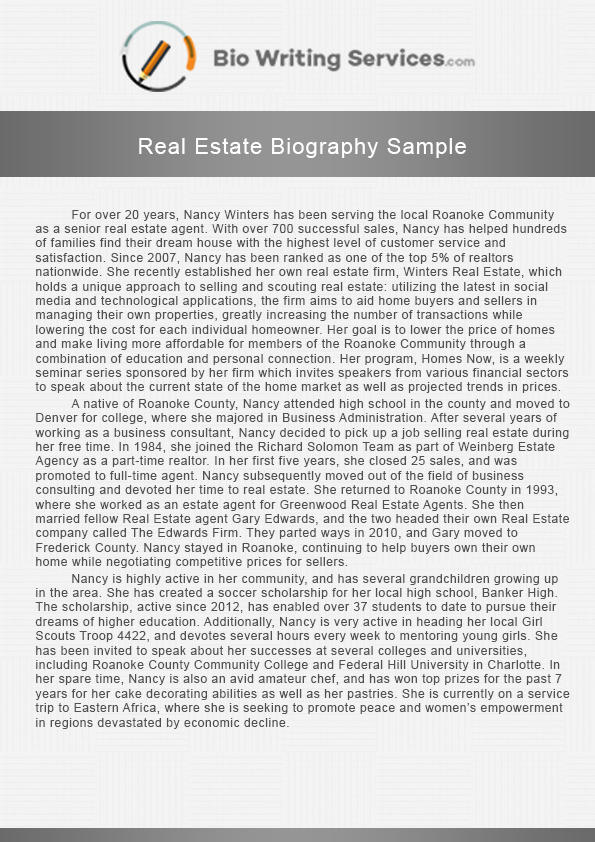 Simple Rentee Biography Examples Real Estate Biography Sample by RyderMiller on DeviantArt