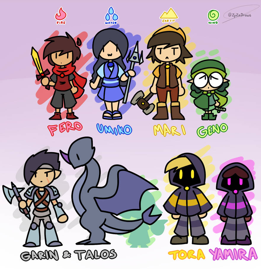 Elemental kids (chibis) by ZyZaDraws on DeviantArt