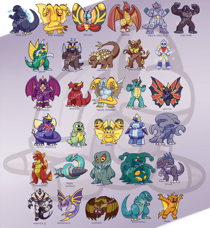 Chibi List Chibi Kaiju Line-up (OLD) by ZyZaDraws on DeviantArt
