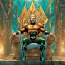 AQUAMAN SITTING ON HIS THRONE IN ATLANTIS