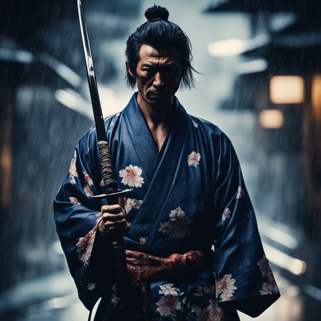 Blue Samurai Robe SAMURAI WEARING A NAVY-BLUE FLORAL DESIGN KIMONO . by CASEYCOLTON on ...