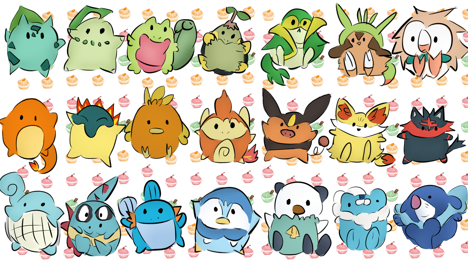 All of the starter Pokémon
