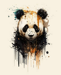 Big panda portrait in grunge style