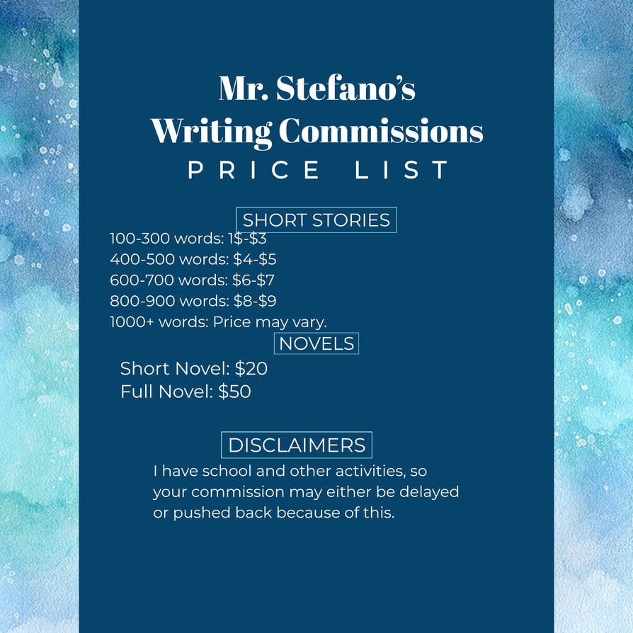 Writing Commissions by kinggurl22 on DeviantArt