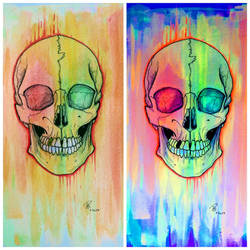 skull in glow in the dark paint