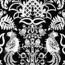 Image - Antique Pattern - Birds - Parrots - Black 