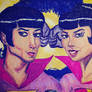 Gal Gadot and Ezra Miller as the Wonder Twins