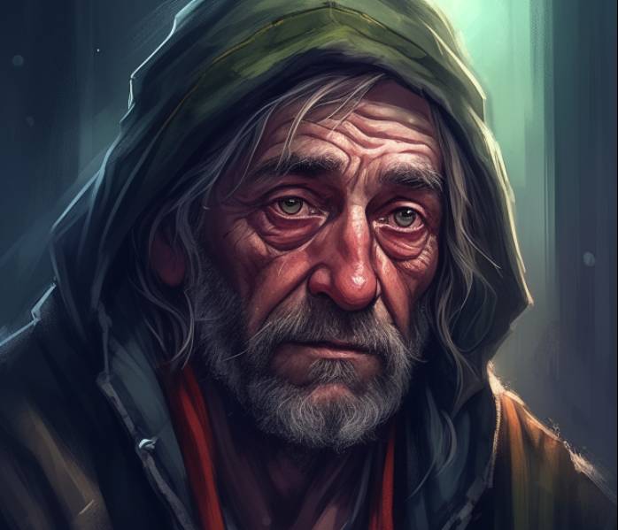 Bearded Homeless Deviantart Homeless man portrait , created using ai tools by aimark2023 on DeviantArt