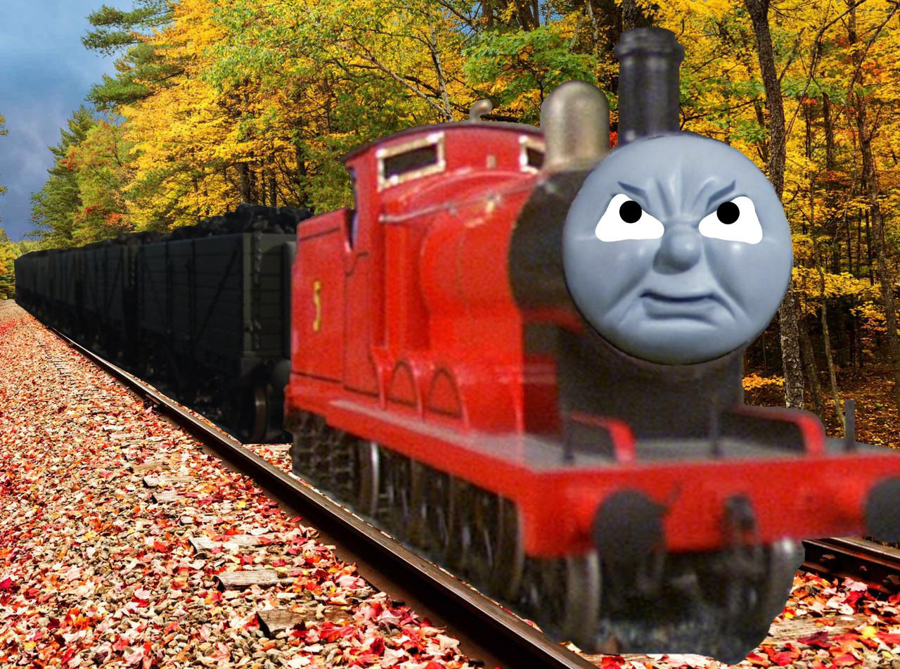 James pulling a goods train by Thomasfan16512 on DeviantArt