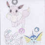 Eevee, Sylveon and Vaporeon