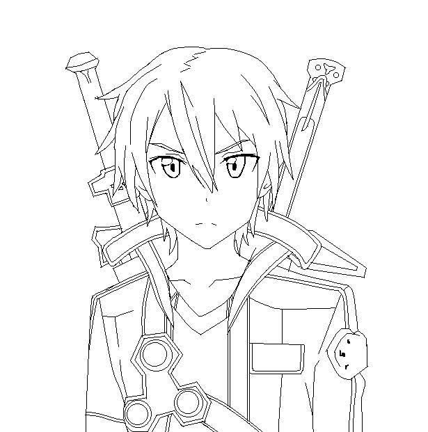 Sword Art Online Kirito Line Art