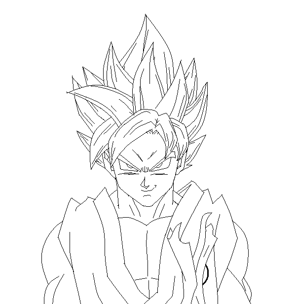 Super Saiyan God 2 Goku with Blue Hair LineArt