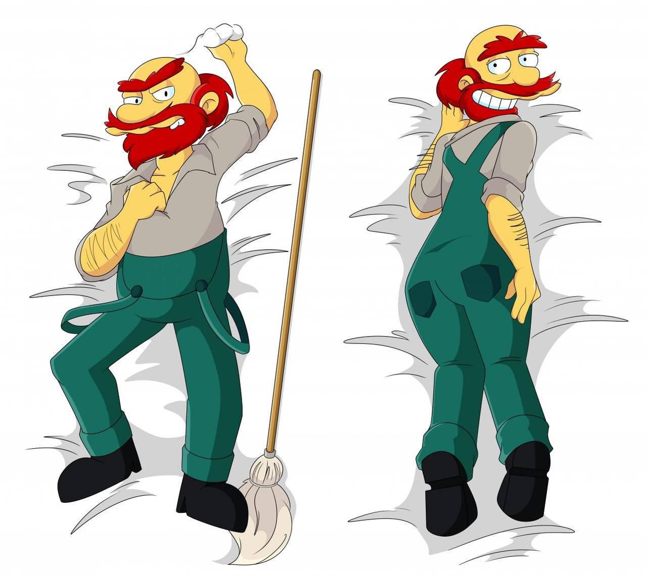 Groundskeeper Groundskeeper Willie Front Side - Backside Pin-Up by HotandBothered on ...