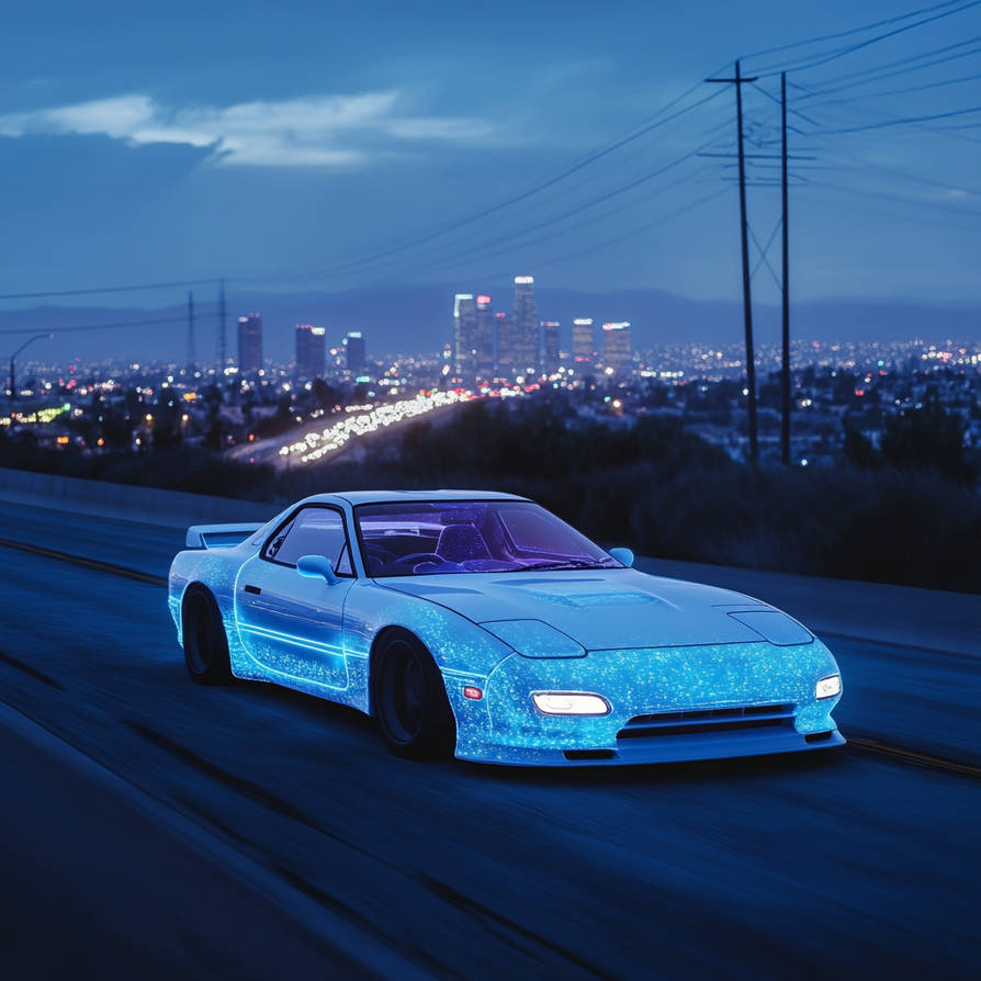 Retro Fc Rx7 carlights music A Glowing White Retro Mazda FC RX7 by MIAMIDREAMER on ...