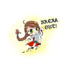 Little chibi hero telling you to BREAK OUT!!!