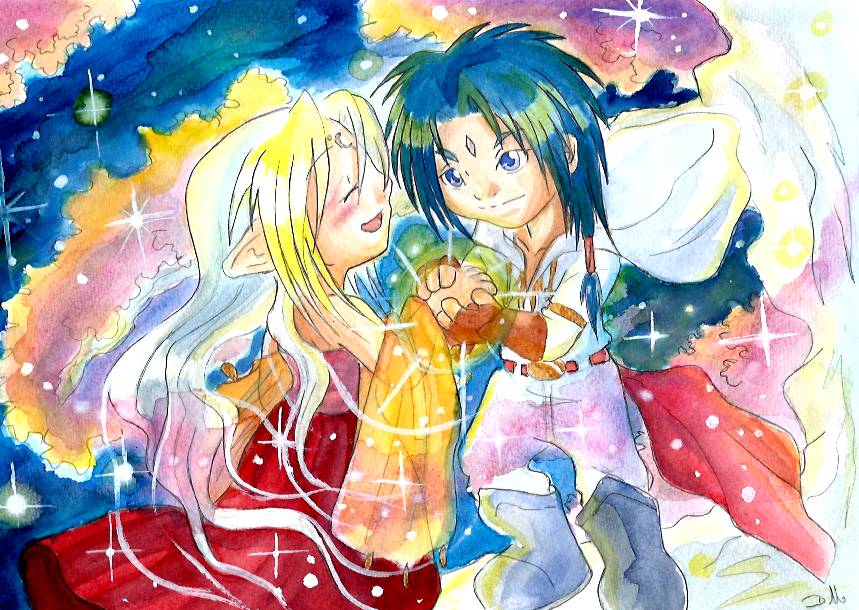 Leena et kaio chibi by ZeldaPeach