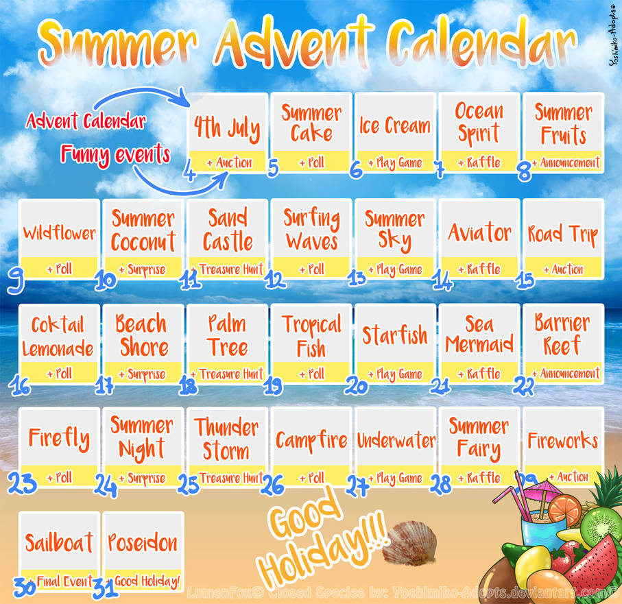 CLOSED TY Summer Advent Calendar By Yoshimiko Adopts On DeviantArt closed-ty-summer-advent-calendar-by-yoshimiko-adopts-on-deviantart