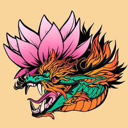 Floral Dragon Tattoo Design