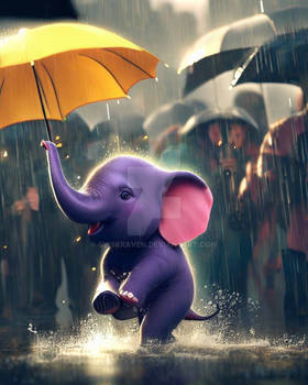 Baby Elephant In The Rain 019