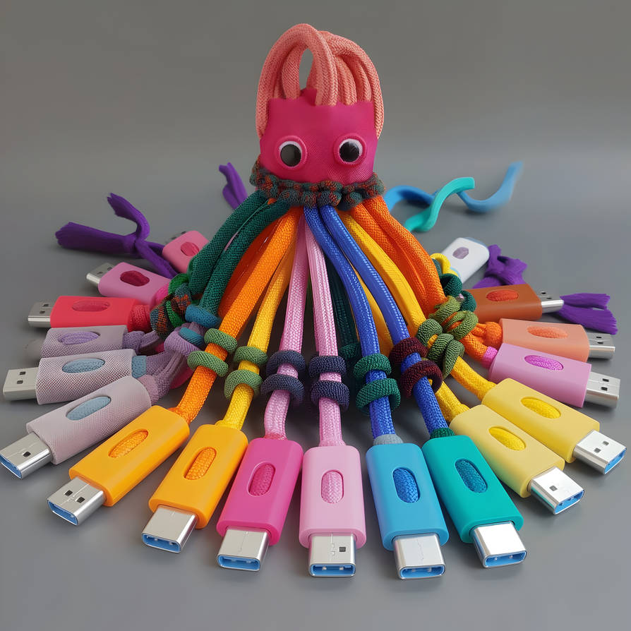 Octopus with colorful USB tentacles by clementrobert on DeviantArt