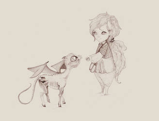 Luna Lovegood and a baby Thestral