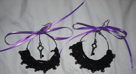 Purple crochet earrings