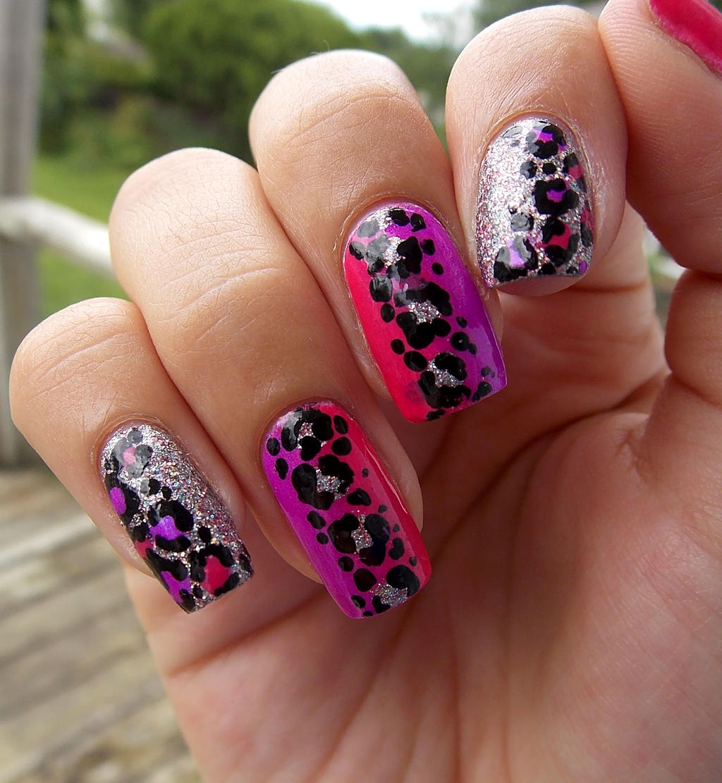 Purple and Pink Leopard Print Mani