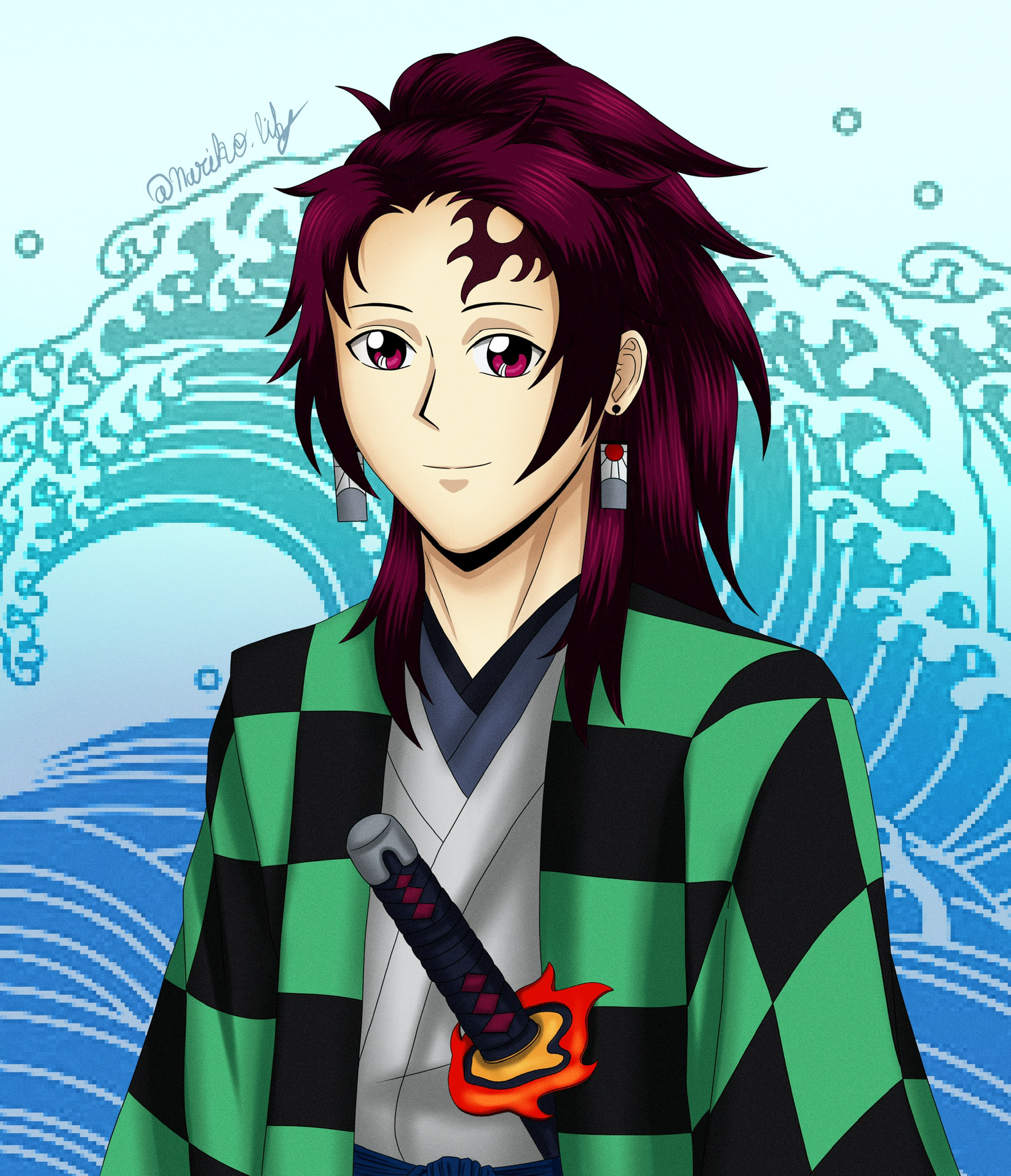 KNY - Long-haired Tanjiro by feshnie on DeviantArt