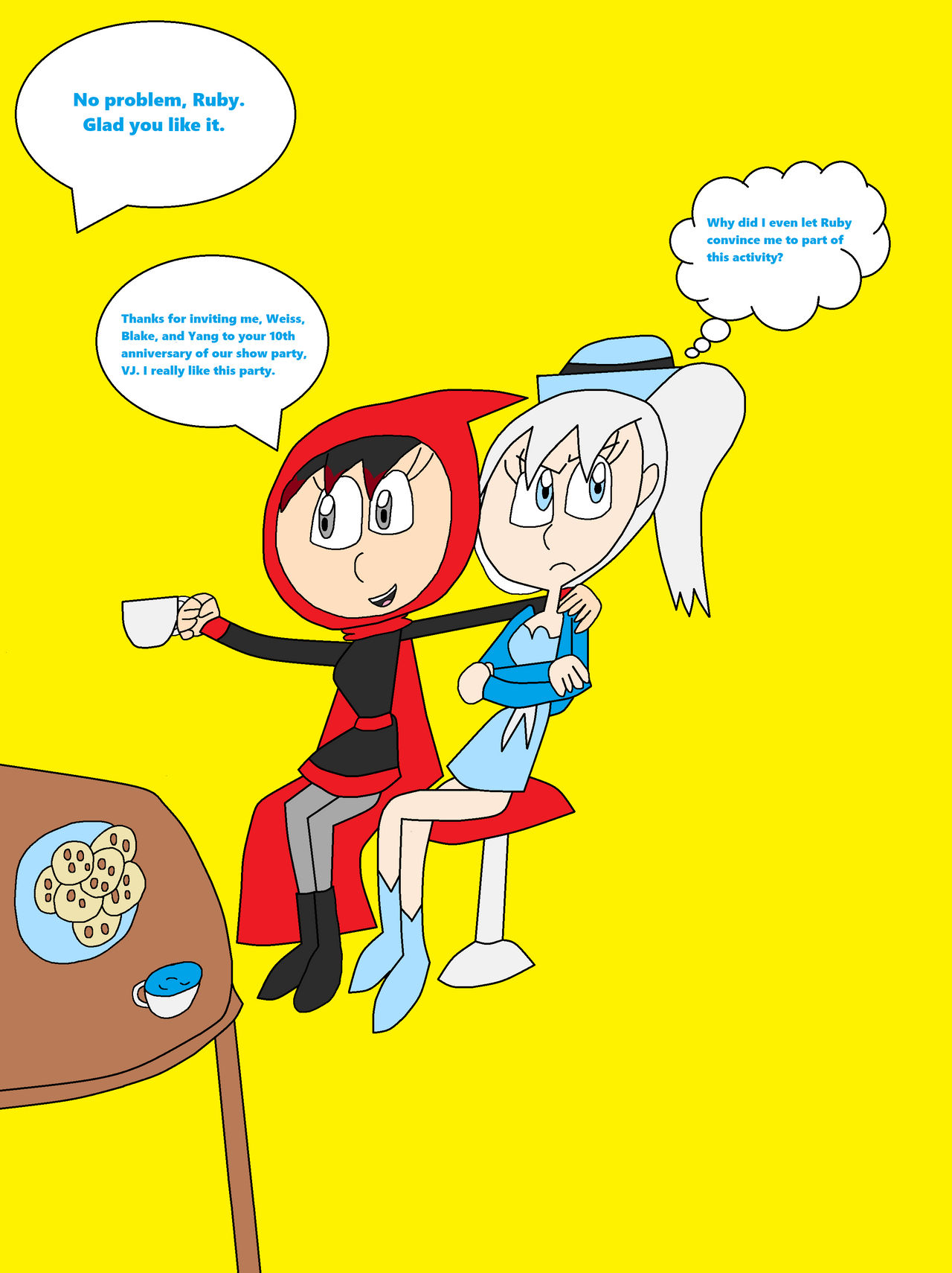 Ruby and Weiss and RWBY's 10th Anniversary Party. by VJ101Arts on ...