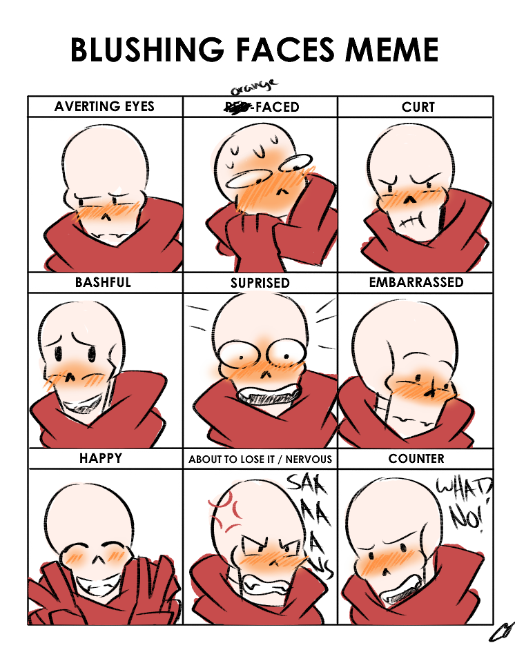 Undertale Sans Blushing: Blushing Face Meme- Papyrus By Sheepaleepz On Devi...