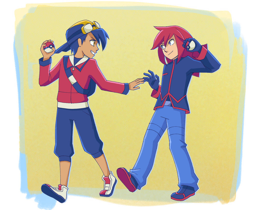 Pokemon Rivalry Stare Friendly rivalry by Daycolors on DeviantArt