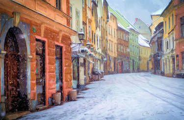 OldCitySnow-marco-secchi-Painting