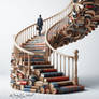 stairs of books