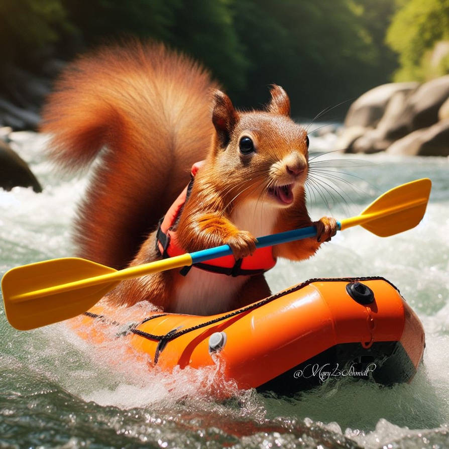 Squirrel Riding A Fish Squirrel Rafting by MSchmidtProductions on DeviantArt