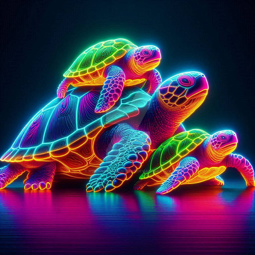 Surreal Fantasy Neon Turtle AI FanArt Turtles by MSchmidtProductions on ...