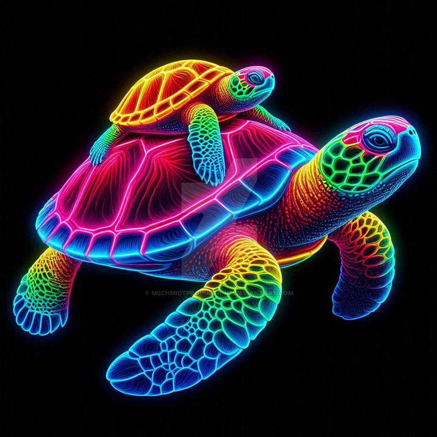 Surreal Fantasy Neon Turtle AI FanArt Turtles by MSchmidtProductions on ...