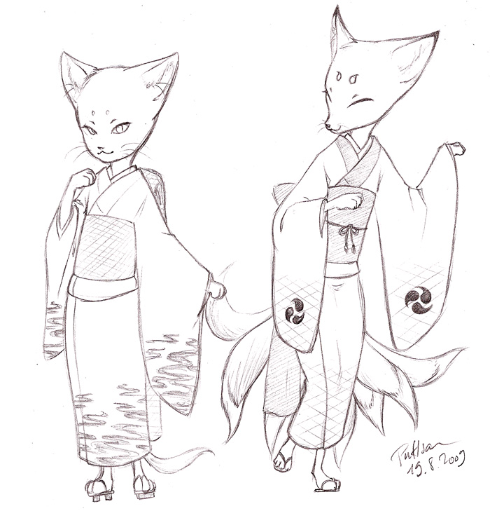 Cat and Fox spirits