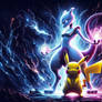 Pikachu e Mewtwo - Wallpaper