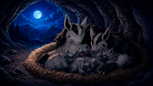 Moonlit Dreams of the Poochyena Family