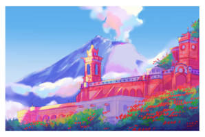 the town near the volcano