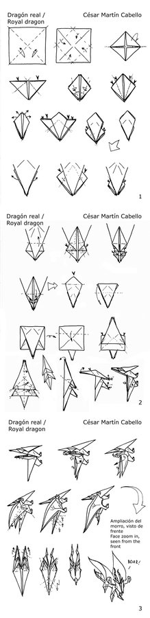 Origami: Royal dragon diagrams