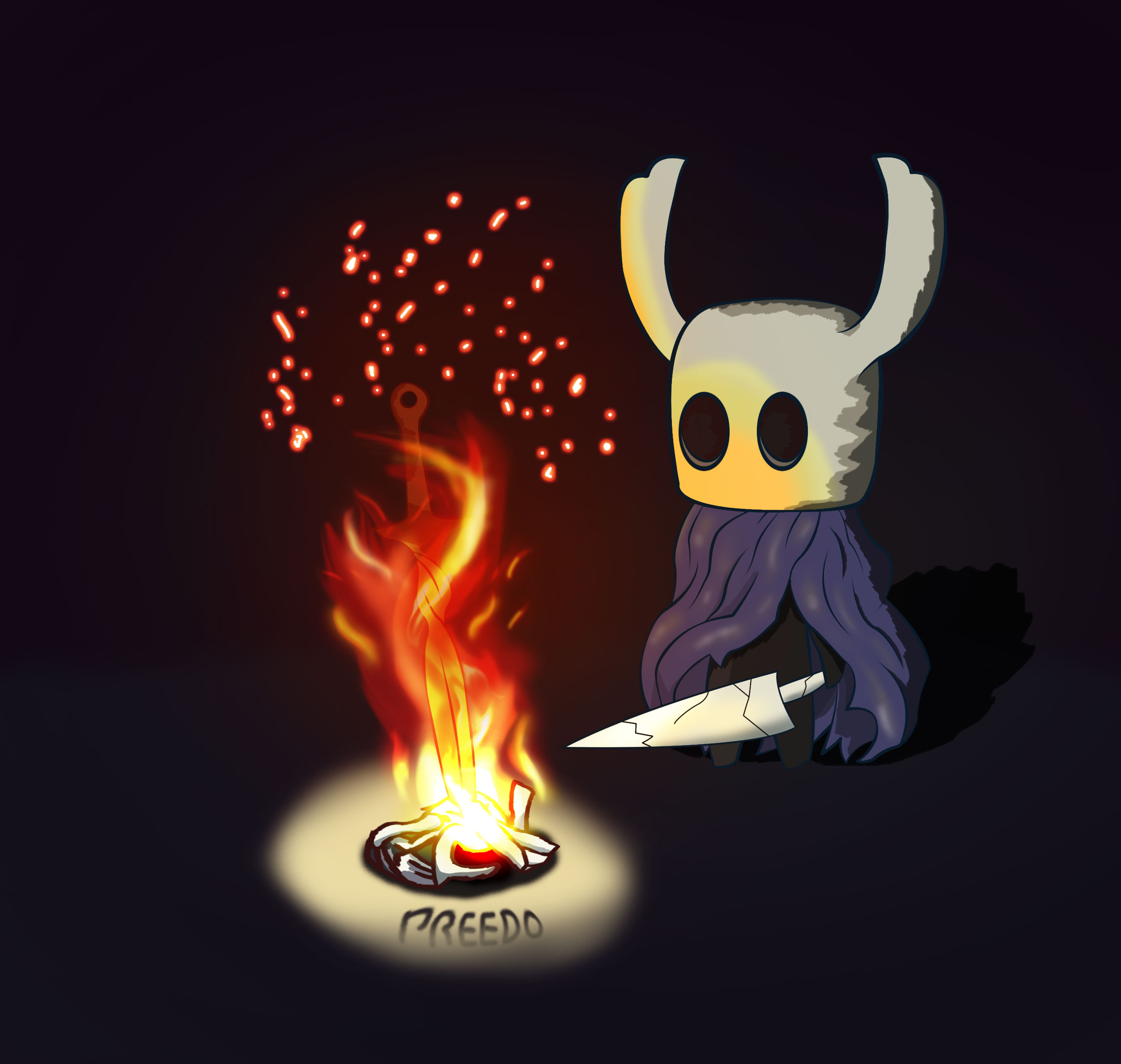 Hollow Knight Discovered a Bonfire by Preedo on DeviantArt