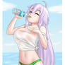 Lilith drinking some water (wet t-shirt vers.)