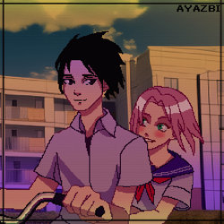 PIXEL GIF SasuSaku|High Konoha school