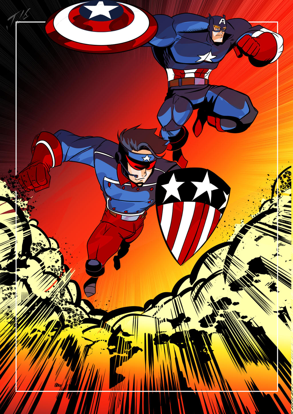 Captain America and the new Patriot (Art by NAT)