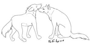 Free Wolf Couple Lineart